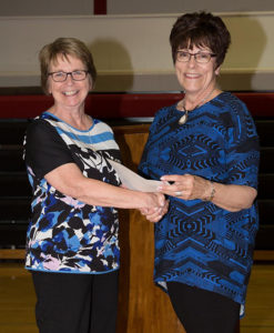 JUDY HINKER and Paula Lynch were honored May 9 at the annual Woonsocket School Triple A Awards Banquet, each for their 40 years of service in teaching.